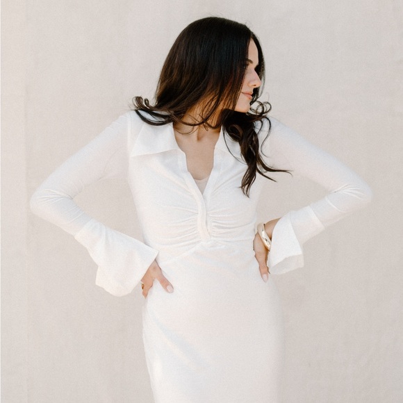 WHITE REVOLVE DRESS WITH COLLAR DETAILING - Picture 2 of 5